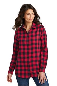 Picture of LW668 BUFFALO CHECK SM WOMENS PLAID FLANNEL TUNIC